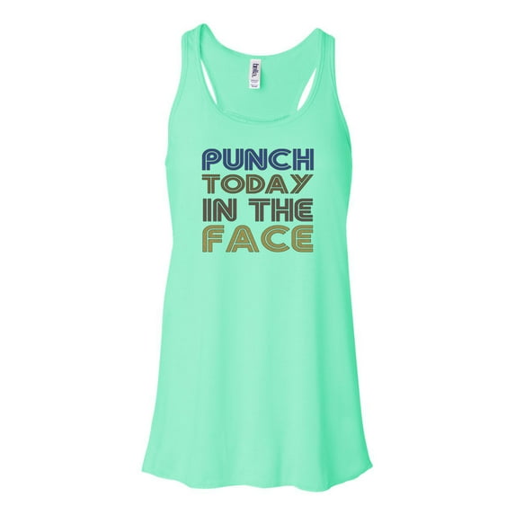 "Women's Boxing Tank, Punch Today In The Face, Boxing Racerback, Muscle Tank, Soft Bella Canvas, Boxing Apparel, Workout Clothes, Gym Tank, Mint , MEDIUM"