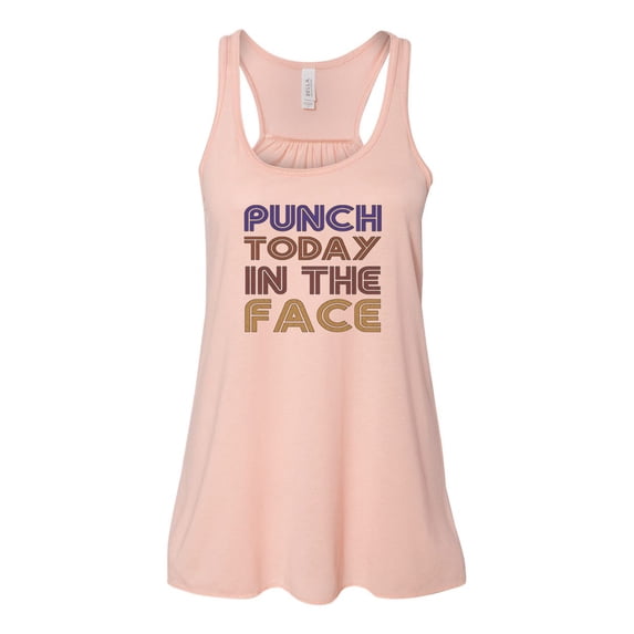 "Women's Boxing Tank, Punch Today In The Face, Boxing Racerback, Muscle Tank, Soft Bella Canvas, Boxing Apparel, Workout Clothes, Gym Tank, Peach, MEDIUM"
