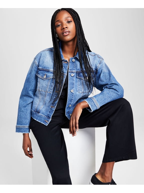 Women's Boxy Denim Jacket Med Wash S