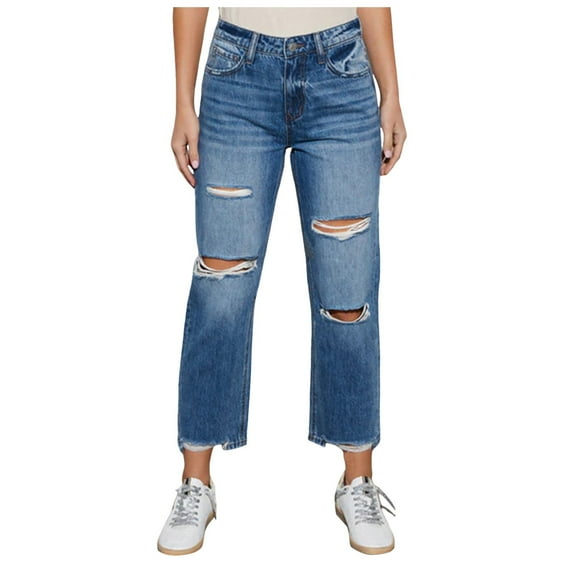 Women's Boyfriend Jeans Stretchy Ripped Distressed Denim Pants