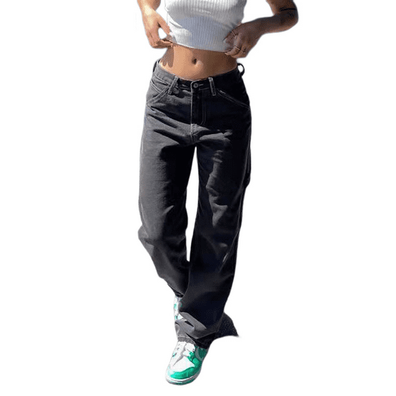 Women's Boyfriend Loose Jeans Loose Straight Low Rise Vintage Long Denim Trousers Everyday Street Jeans