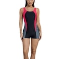 thumbnail image 1 of Women's Boyleg One Piece Athletic Swimsuit Color Blocked Racerback Unitard Sport Swimming Suit, 1 of 5