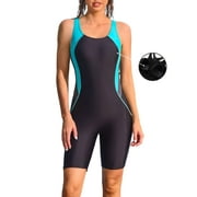 Women's Boyleg One Piece Swimsuit Racerback Athletic Bathing Suit