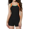 thumbnail image 1 of Women's Boyleg One Piece Swimsuit Racerback Contrast Color Unitard Athletic Swimwear, 1 of 6