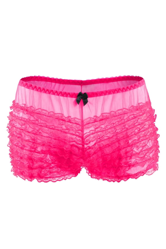 Women's Boyshorts Ruffled Bloomers Lace Panties Sheer Floral Cute Lace Shorts Dance Underwear Women Underwear Pack One Size