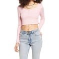 thumbnail image 1 of Women's Bp. Crop Henley Top, Size Small - Pink, 1 of 4