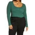 thumbnail image 1 of Women's Bp. Crop Henley Top, Size XX-Small - Green, 1 of 6