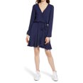 thumbnail image 1 of Women's Bp. Long Sleeve Wrap Minidress, Size XX-Small - Blue, 1 of 4