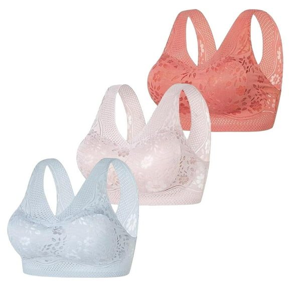 Women's Bra 3 Pack Posture Support Bras - Women'S Wireless Comfort Bras,Gold Women's Bra 2XL