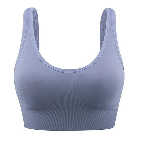 Women's Bra Back Adjustable No Steel Ring Gather Shockproof Fitness Running Underwear Cotton Bra Blue XXL