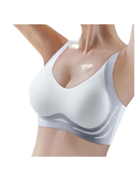 Women's Bra Bras For Women No Underwire Comfort Super Gather Bra Wireless Bra Lifting Bras For Sagging Breasts,Blue Women's Bra 2XL