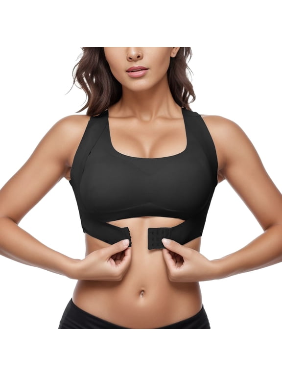 Women's Bra Compression High Support Bra For Women's Every Day Wear Exercise And Offers Back Support Black XL