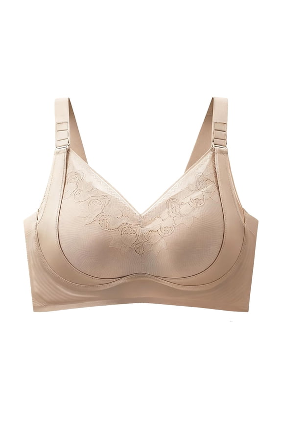 Women's Bra, Convertible Racerback Bra Seamless Push Up Full Coverage Daily Wear Full Coverage Supportive Bra Low Cut Full Coverage Bra, Khaki 42