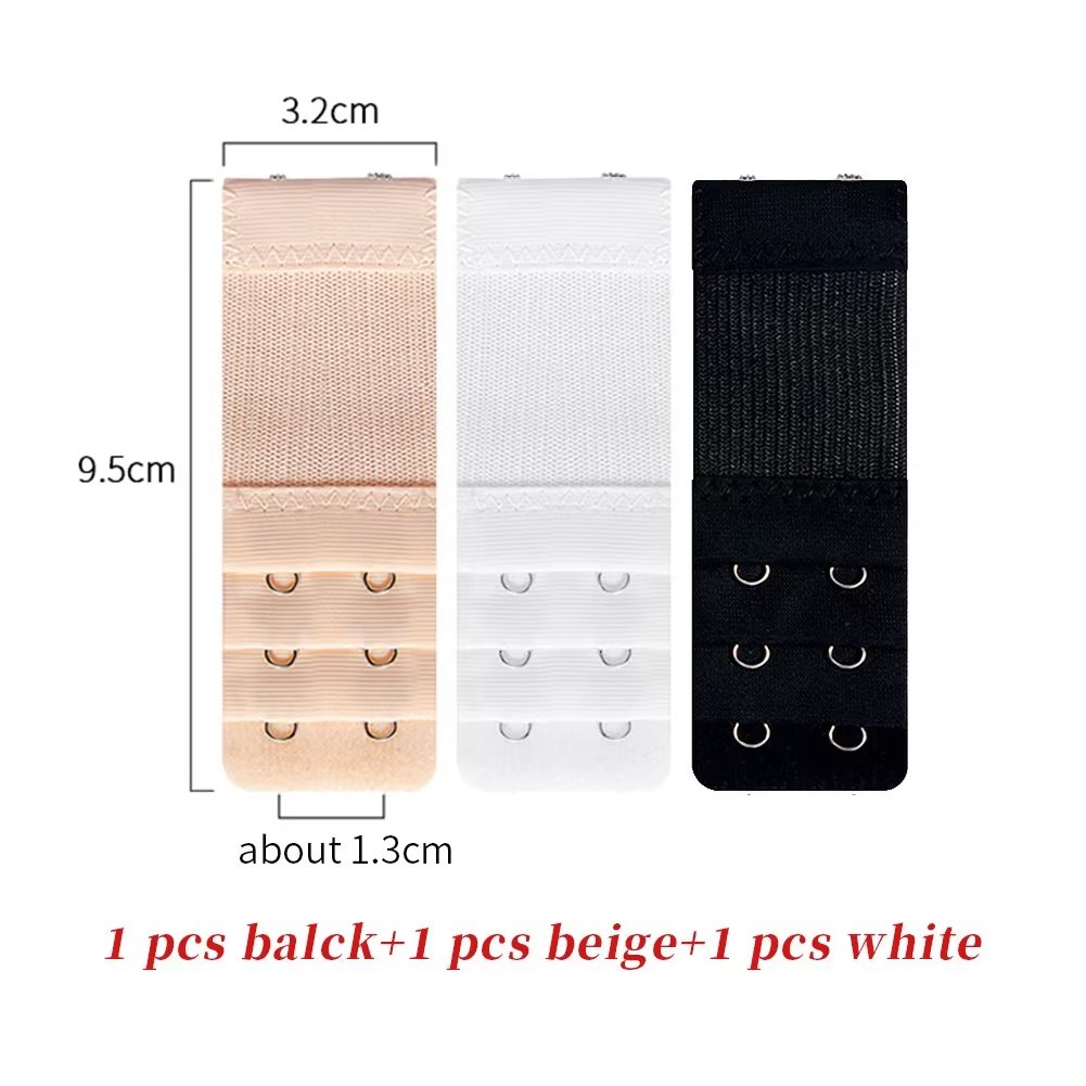 3 Pcs 4 Hooks Bra Extenders Underwear Band Strap Extension Beige