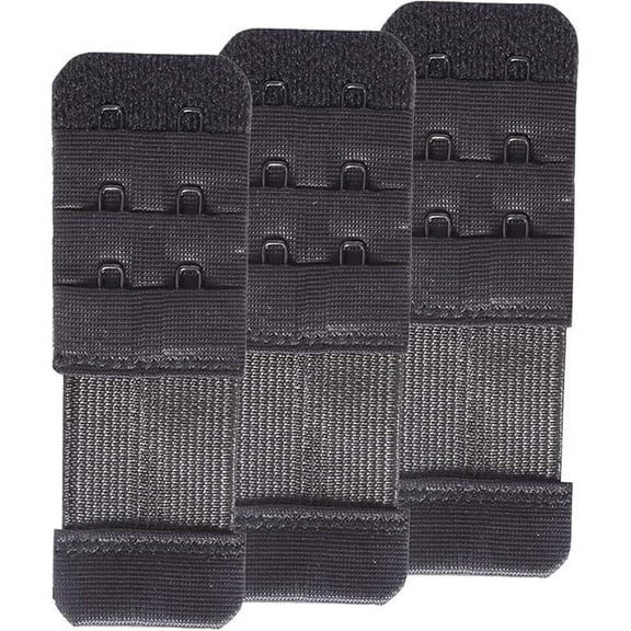 Women's Bra Extenders 2 Hook 1/2 Inch, Black Color, Soft Stretchy Back Bra Extension Strap