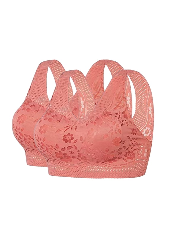 Women's Bra High Impact Sports Bra - Wireless Support Bra For Large Bust,Orange Women's Bra 3XL