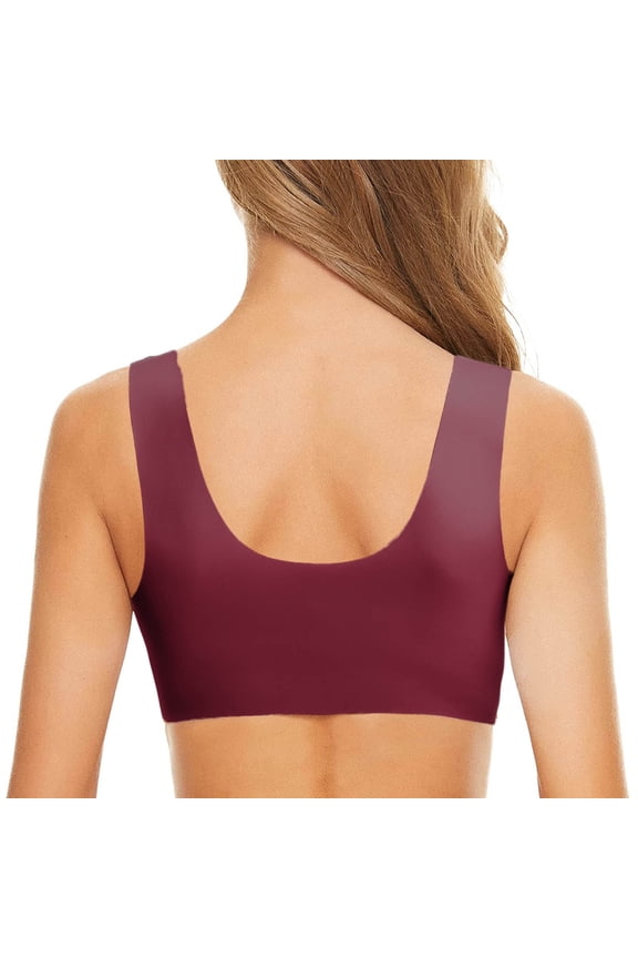 Women's Bra No Steel Ring French Front Close T Back Plus Size Seamless Unlined Nylon Comfortable for Large Bust