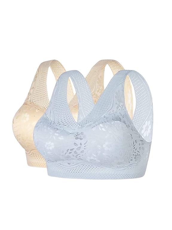 Women's Bra Plus Size Comfort Bra - Wireless Full Support Posture Corrector Bra,Gold Women's Bra XL