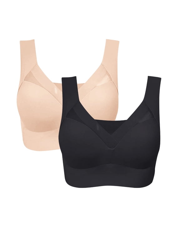 Women's Bra Plus Size Posture Bra 2 Pack - Wireless Back Support Bras For Women,Red Women's Bra XL