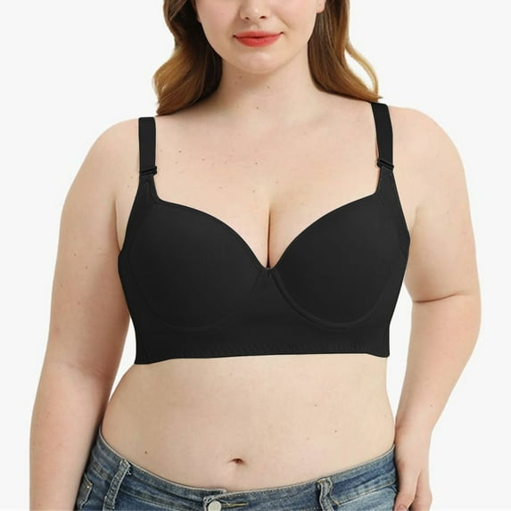 Women's Bra Plus Size Sleep Bra - Back Smoothing Comfort Support,Black Women's Bra