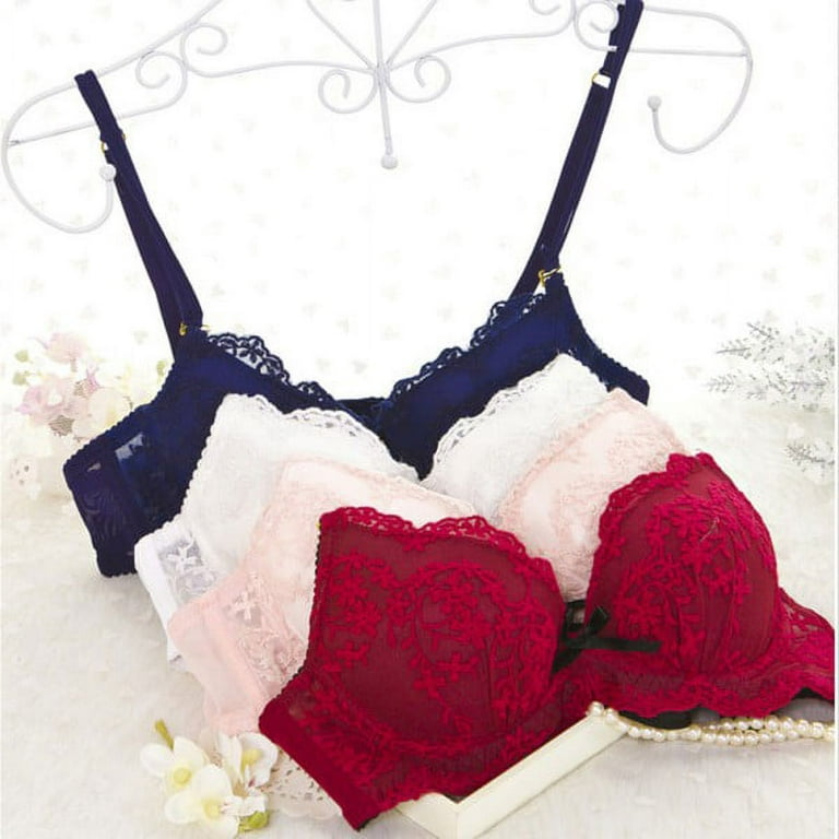 Lady Womens Lace Embroidery New Bra Underwear Underwire Push Up Bra Set  32-38ABC