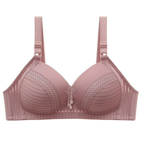 Women's Bra Solid Color Without Steel Ring Push Up Plus Size Mother Lace Underwear Ladies Gathered Bowknot Bra