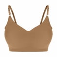thumbnail image 1 of Women's Bra V Neck Solid Color Wireless Seamless Push up Stylish Back Bralette for Sports Beige S, 1 of 3