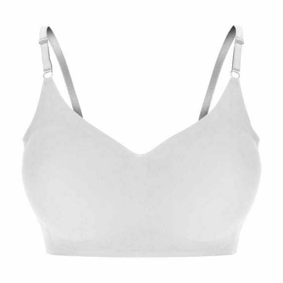 Women's Bra V Neck Solid Color Wireless Seamless Push up Stylish Back Bralette for Sports White M