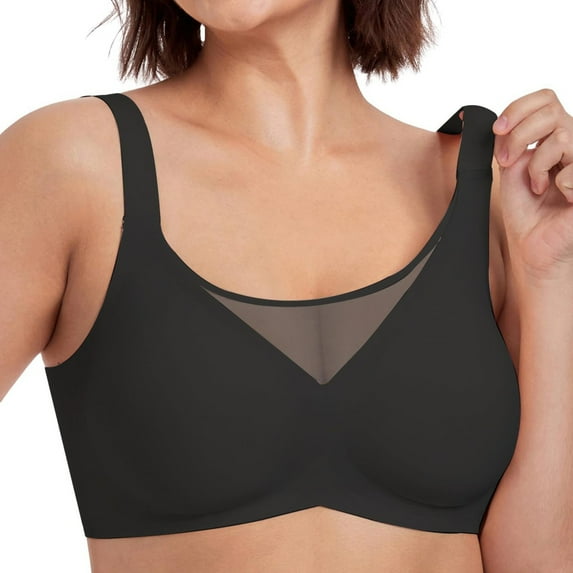 Women's Bra Without Underwire Large Breasts Strong Hold Bra Without Underwire Comfortable Soft Non Wired T Shirt Bra Padded Mesh Bralette