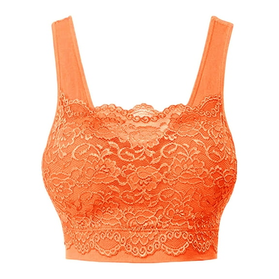 Women's Bra Women'S Seamless Lace Bra Top With Front Lace Cover Sports Bra,Orange Women's Bra XL