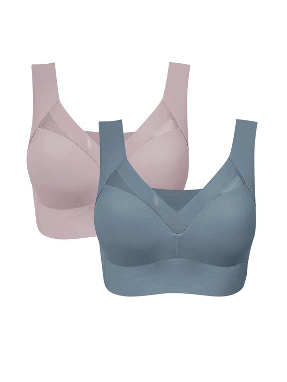 Women's Bra Women'S Sleep Bra Set - Posture Support Wireless Comfort,Gray Women's Bra 3XL