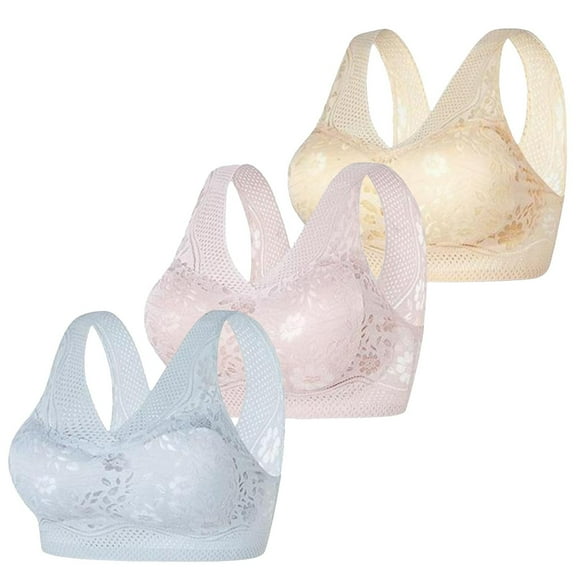 Women's Bra Women'S Sleep Bras 3 Pack - Soft Wireless Non Wired Bras,Blue Women's Bra M