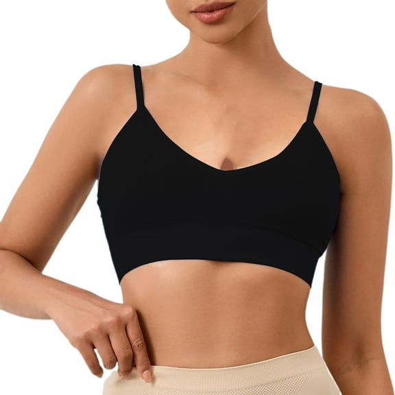 Women's Bra Women'S Solid Color Back Sports Bra Absorbing Gathering Sports Bra,Black Women's Bra S