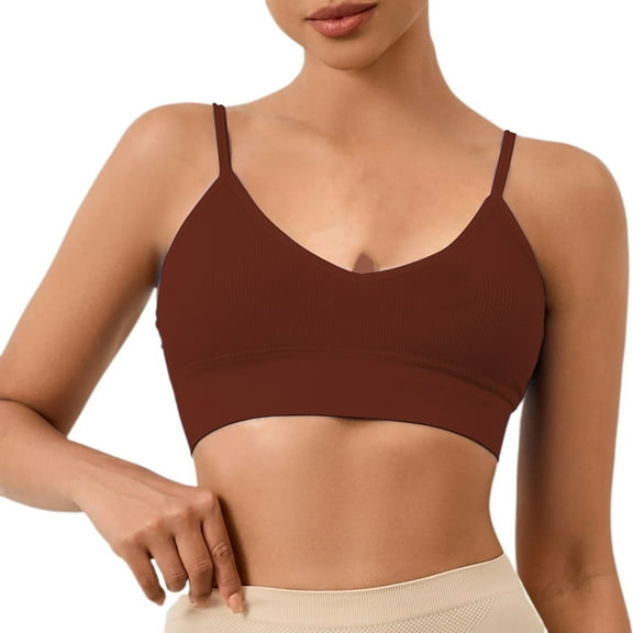Women's Bra Women'S Solid Color Back Sports Bra Absorbing Gathering Sports Bra,Brown Women's Bra XS