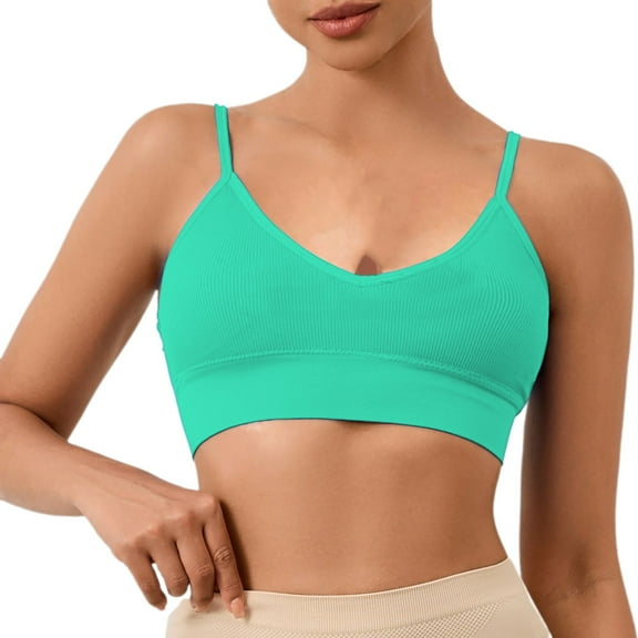 Women's Bra Women'S Solid Color Back Sports Bra Absorbing Gathering Sports Bra,Green Women's Bra S