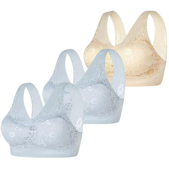 Women's Bra Women'S Wireless Bras 3 Pack - Soft Non Wired Support Bras,White Women's Bra 4XL