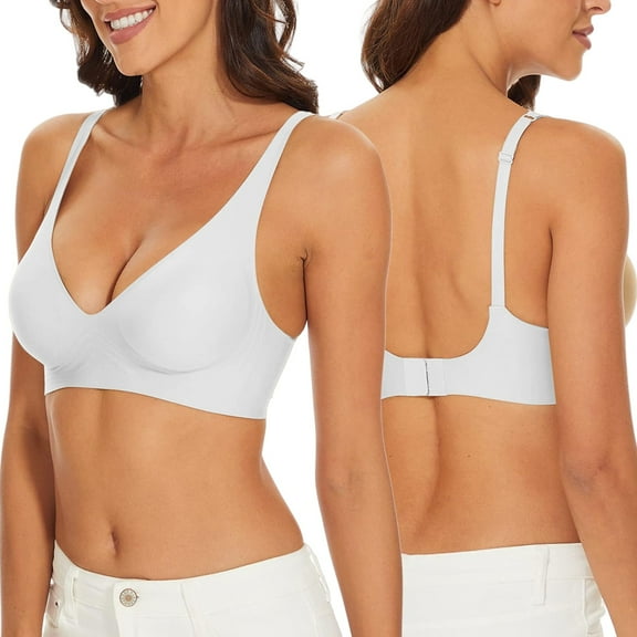 Women's Bra Women Lingerie Comfortable Traceless Sports Underwear Solid Color Sleeping Bra,White Women's Bra M