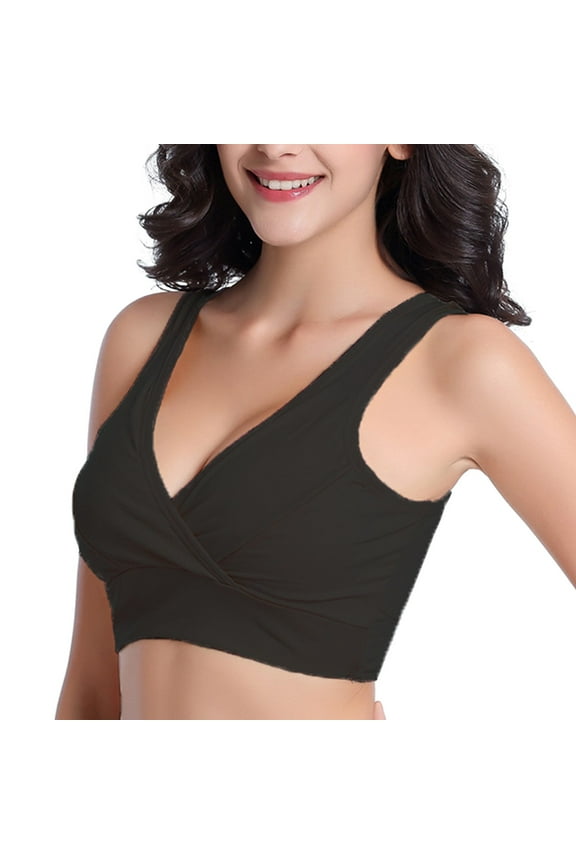 Women's Bra Womens Nursing Maternity Bra Front Wraps Breathable Wire Sleep Nursing Bra Breastfeeding Tank Maternity Bras,Black Women's Bra M