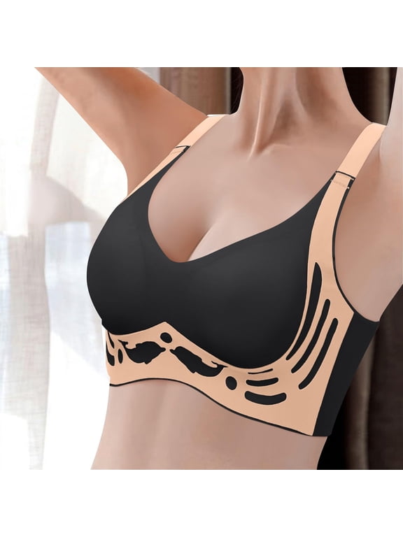 Women's Bra Womens Wireless Bra Super Gather Bra Anti Sagging Breasts Support Pushup Lifting Bras For Older Women,Black Women's Bra L