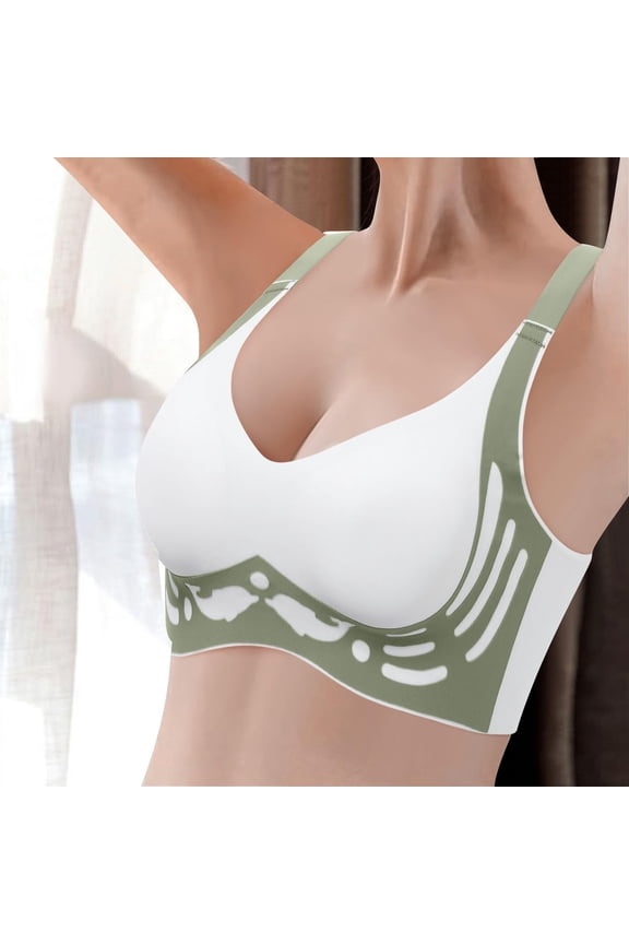 Women's Bra Womens Wireless Bra Super Gather Bra Anti Sagging Breasts Support Pushup Lifting Bras For Older Women,Green Women's Bra 2XL