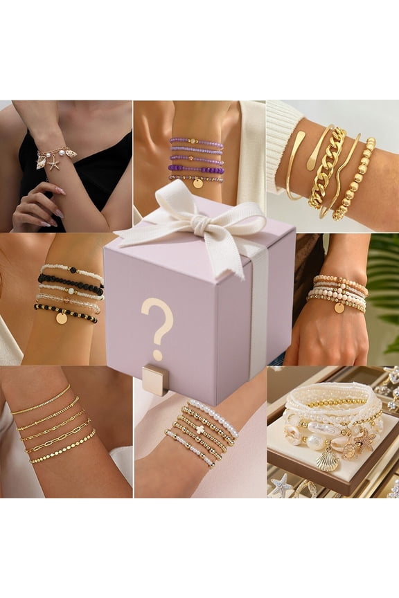 Women's Bracelet Blind Box 8 Styles Random Stackable Multi Layer Bracelets Christmas Gift