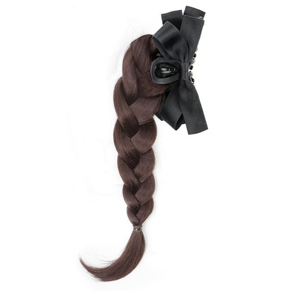 Synthetic Fiber Braid Ponytail Extension with Bowknot Claw Clip for Natural Lookings Women and Girl Braided Extension