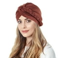 thumbnail image 1 of Women's Braid Turban Hat, Quick Dry Hair Wrap Cap and Bonnet, Head Scarf Cover for Sleeping, Swimming, Gym and Protective Hairstyle-Coffee, 1 of 4