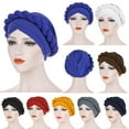 thumbnail image 1 of Women's Braided Design Turban Headwrap Stretch Knit Head Cover with Ruffle Trim, 1 of 3