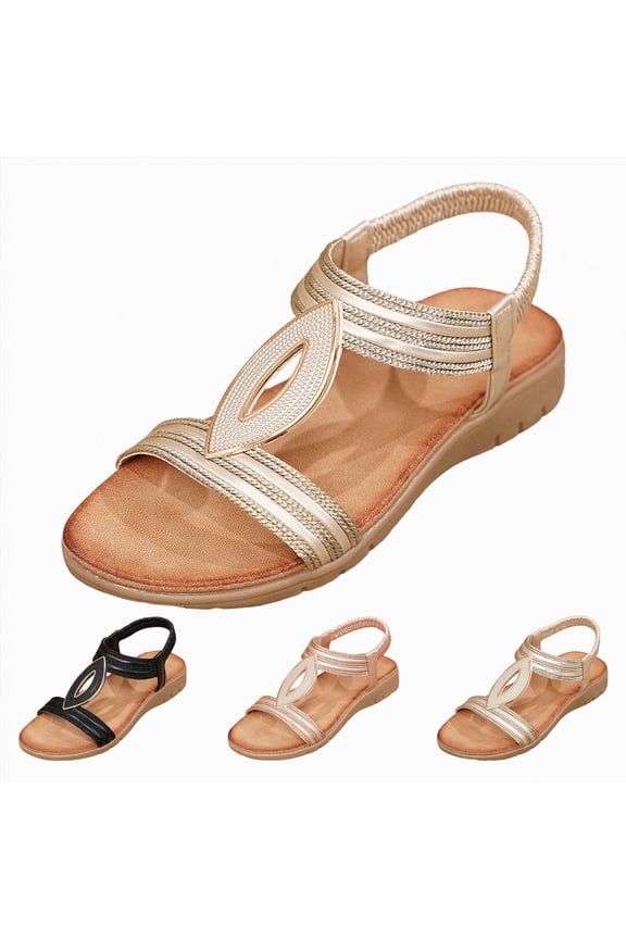 Women's Braided Flip Flops Bohemian Toe Post Sandals Non Slip Casual Ankle Strap Breathable Summer Shoes for Beach Vacation Wear Rose Gold Size 7.5