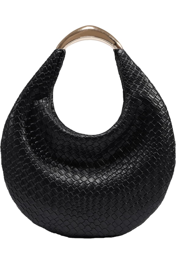 Women’s Braided PU Leather Hobo Bag Boho Chic Crescent Tote Shoulder Handbag Elegant Design