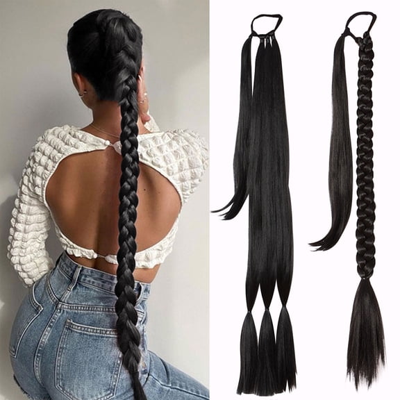 Women's Braided Ponytail Wig - Synthetic Heat-Resistant Clip-In Hair Extension, DIY Styling, Boxing Braid, Sleek Fashion, Party, Daily Wear, Cosplay, Role Play, High Temperature Wire