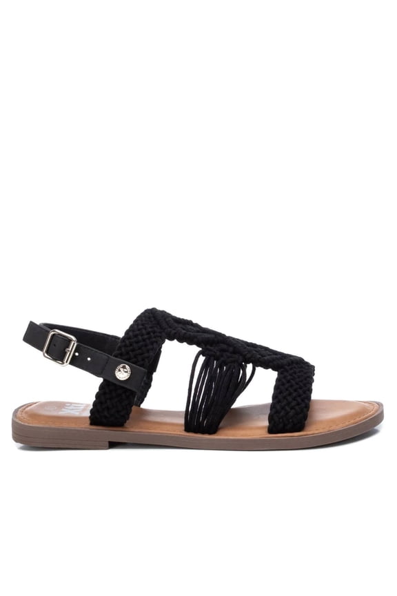 Women's Braided Strap Flat Sandals By XTI, 4392901 Black