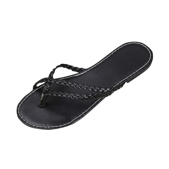 Women's Braided Strappy Flat Sandals Comfort Breathable light Toe Ring Slip On Slippers Summer Casual Vacation Beach Flip Flops Sandals