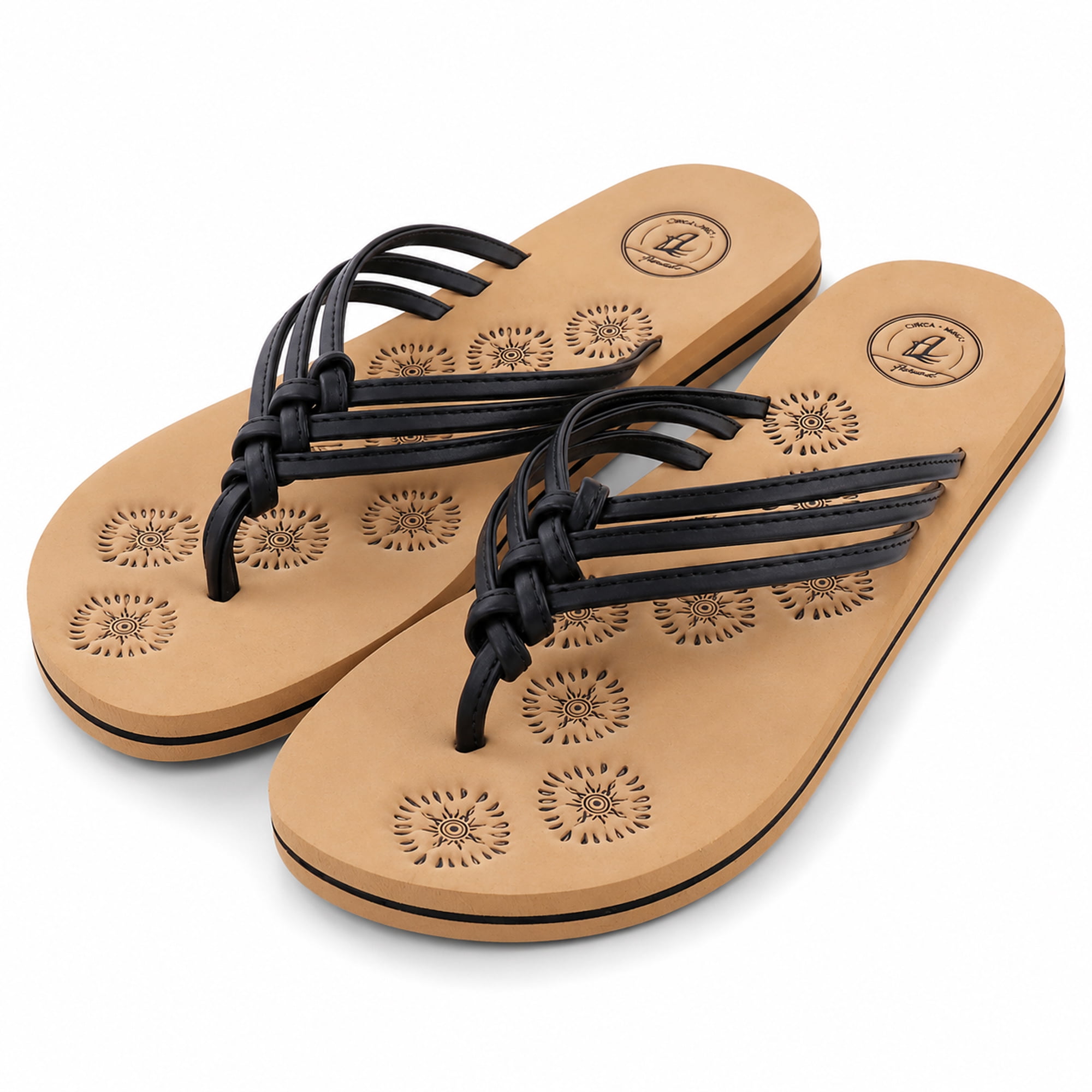 Women’s Braided Thong Sandals – Summer Flip-Flops with Non-Slip Rubber Sole – Casual Beach & Pool Slip-On